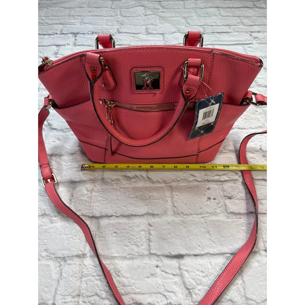 Tignanello Royce Satchel Womens‎ Medium Grapefruit Pink New Pebbled Leather Bag